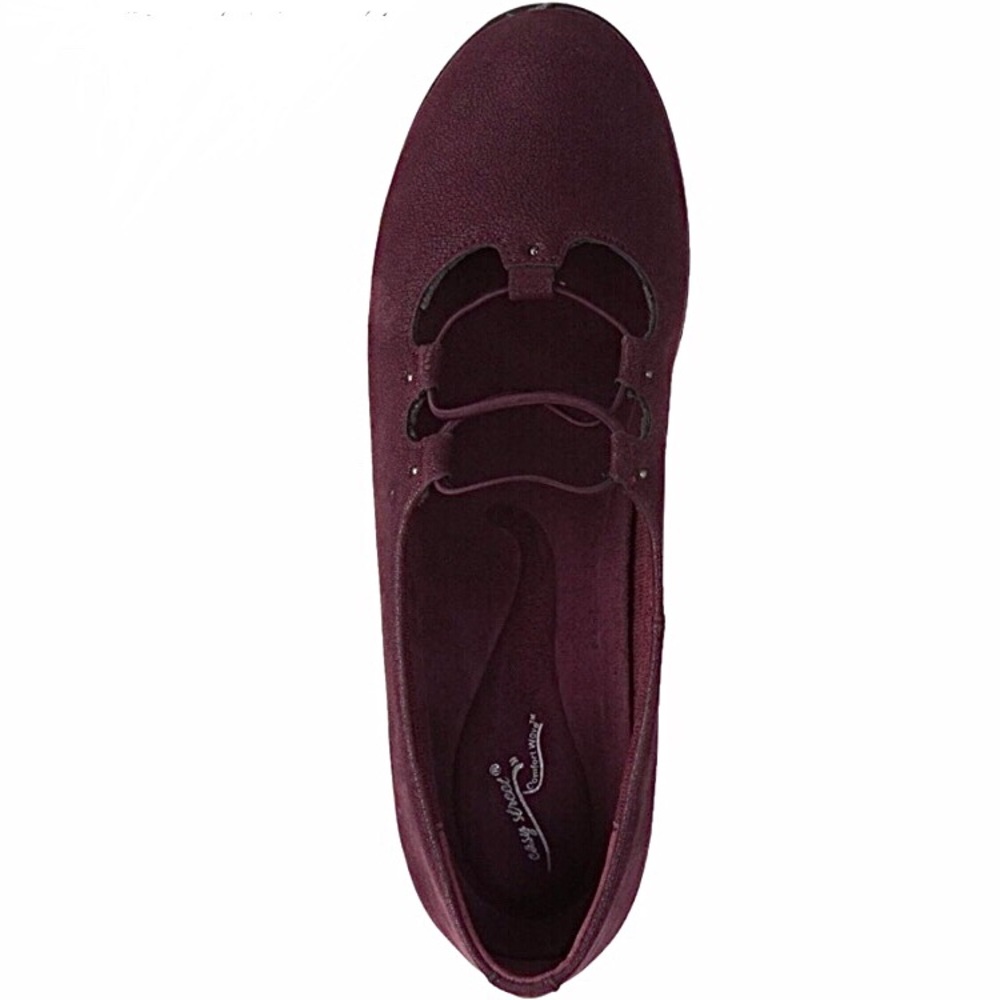 Easy Street Effie Ballet Flats Burgundy Maroon Wine Corset Lace-Up Edgy Comfort